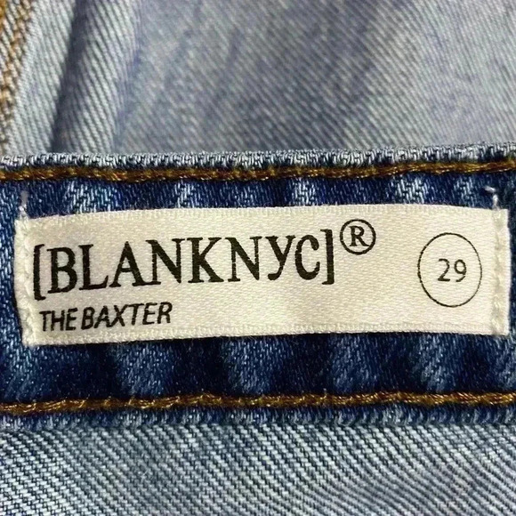 BLANKNYC The Baxter Rib Cage Straight Leg Jeans Women’s 29 Blue Distressed NWT - Picture 11 of 11